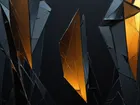 Abstract shattered dark geometric panels with a glowing amber shard at the center, conveying disconnected data